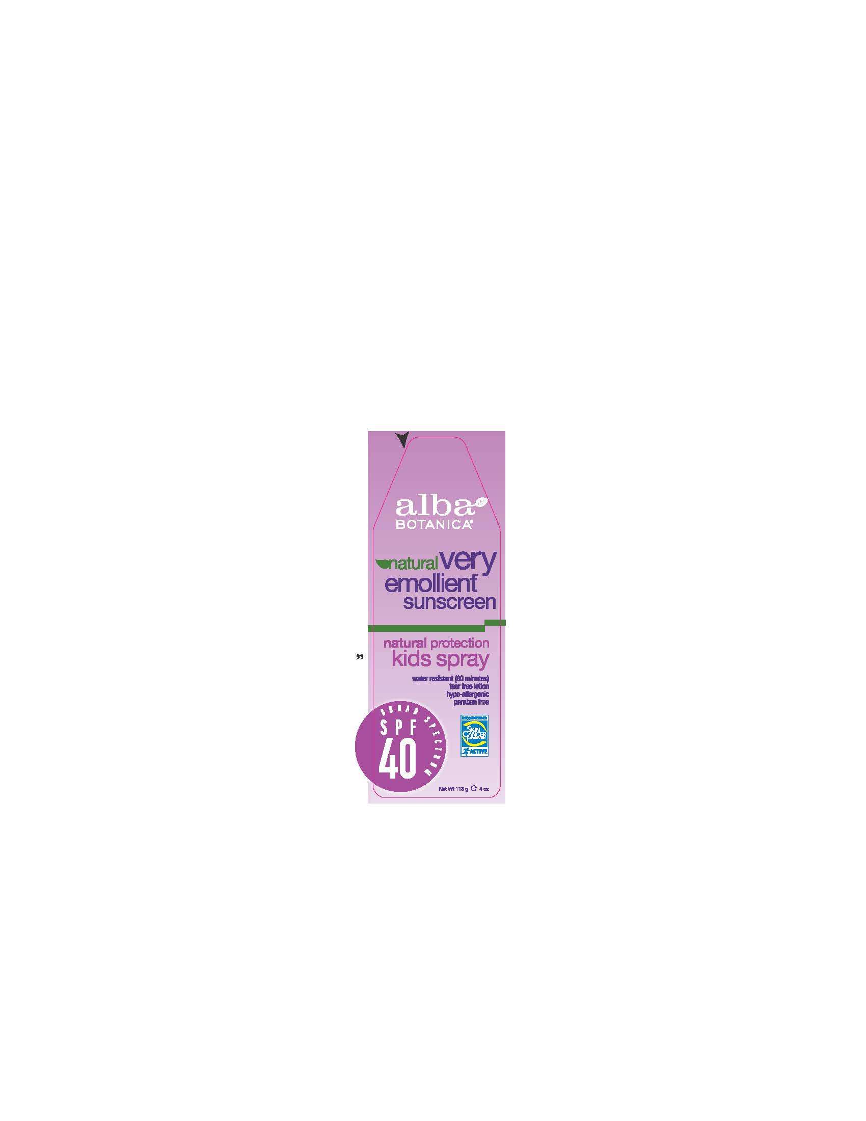 Alba Botanica Natural Very Emollient  Sunscreen Kids SPF40